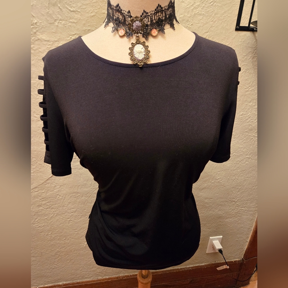 Michael Kors Black Cutout Sleeve Top – Minimal Luxe Chic